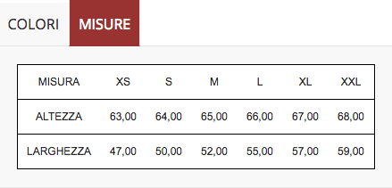 Misure Giubbino SoftShell donna