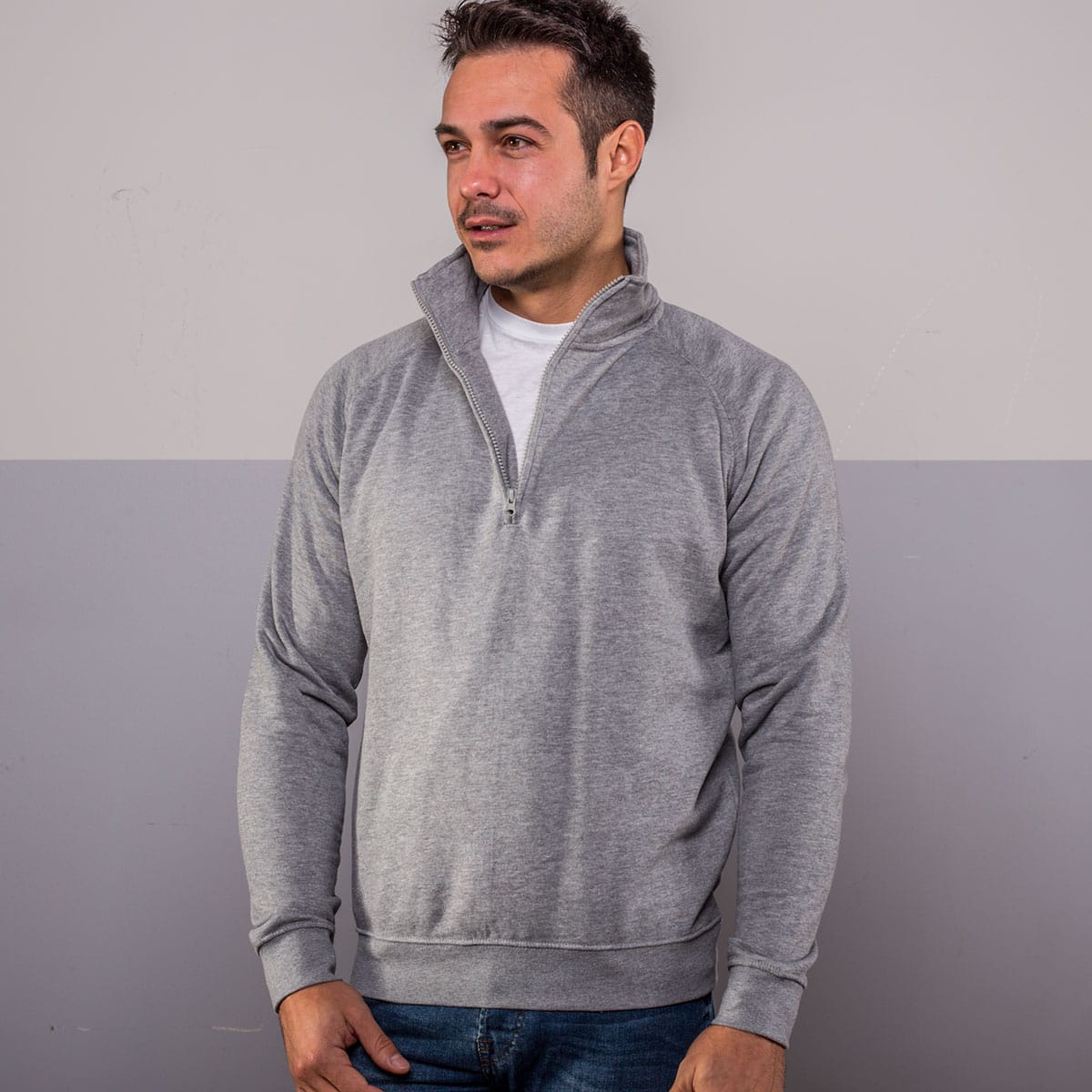 felpa mezza zip ricamata personalizzata logo