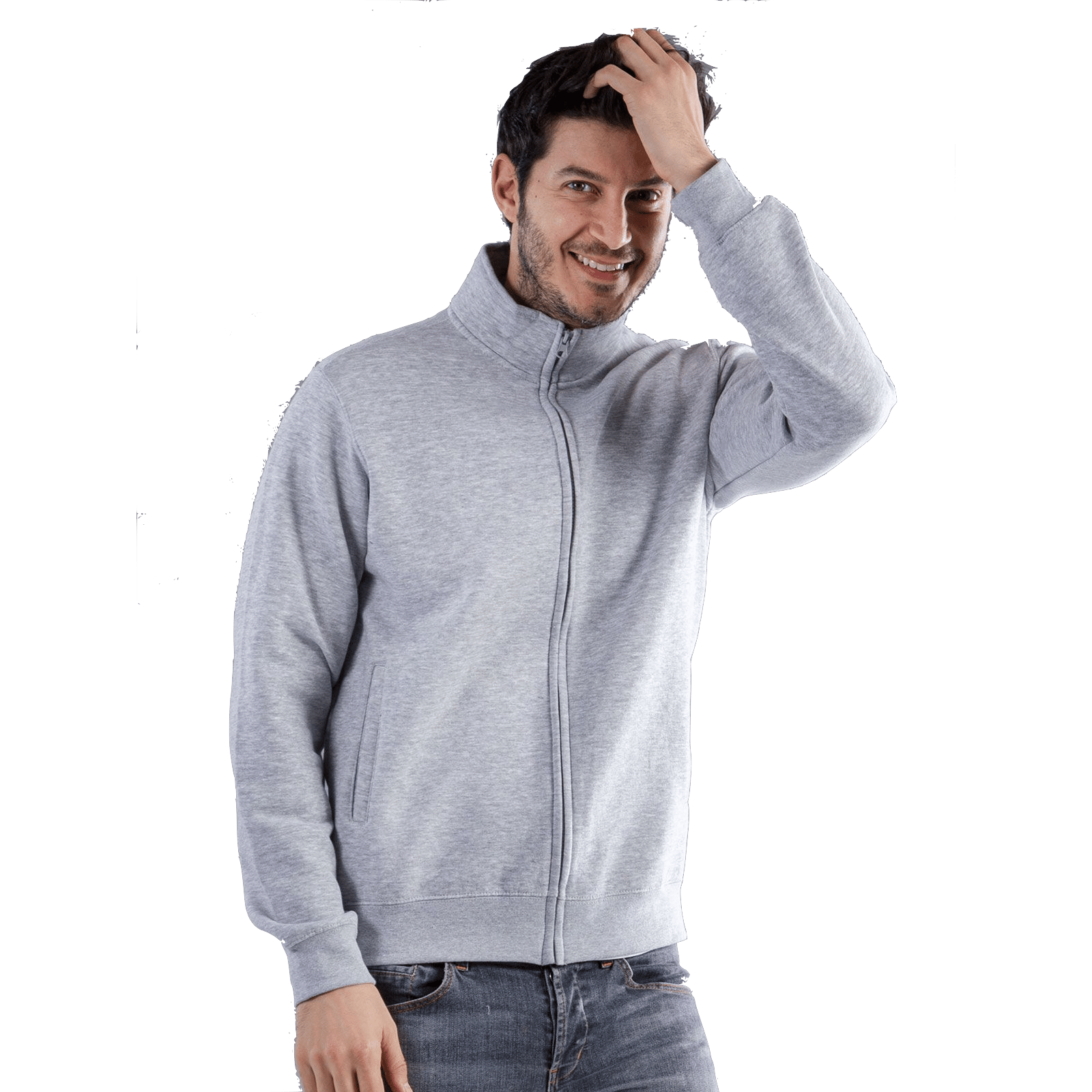 felpa calamar con cerniera ricamata logo personalizzato